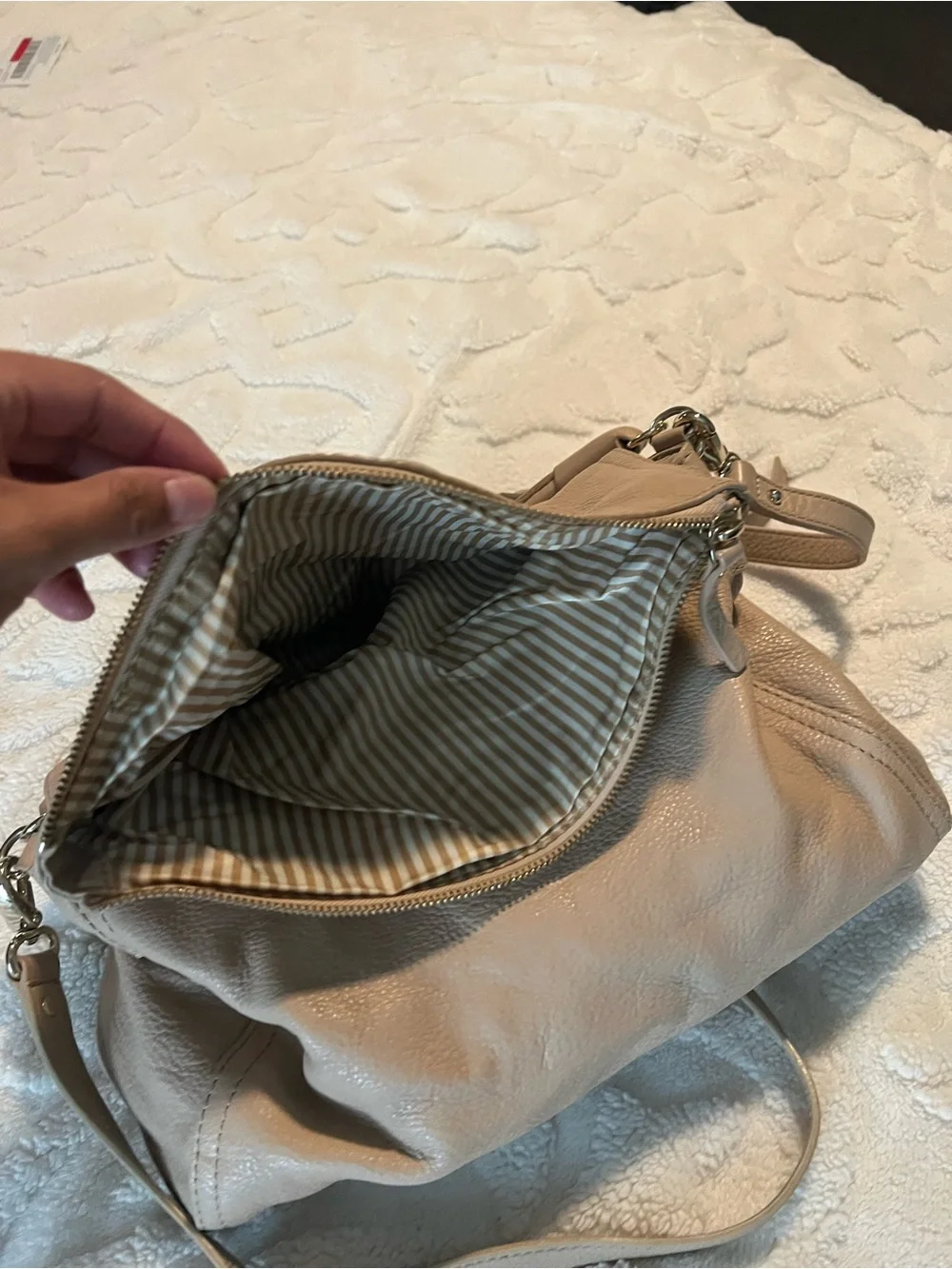 kate spade Taupe Pebbled Leather Crossbody Bag